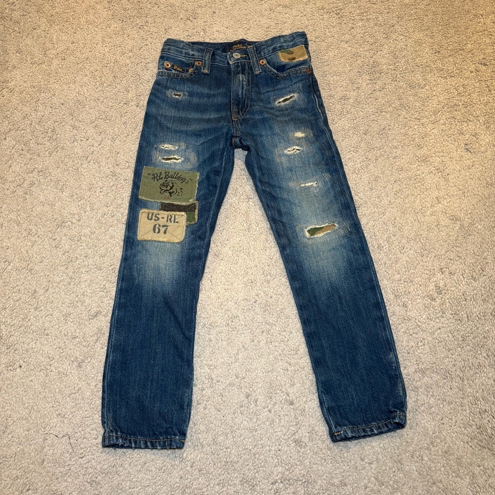 Polo Ralph Lauren‎ The Sullivan Boys Jeans Patchwork Distressed Denim 10 (21x19)